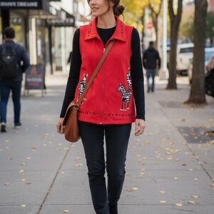 Vintage Blair Red Vest with Zebra Accents